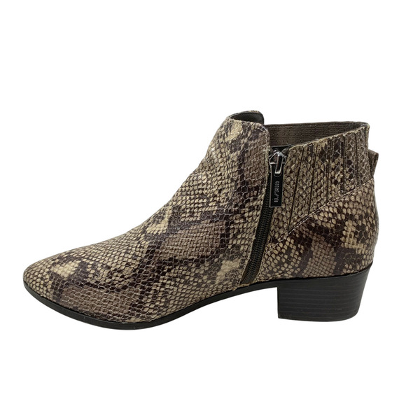Unisa Sz 9 Brown Snake Reptile Embossed Vegan Leather Print Ankle Boots Booties - Picture 4 of 11